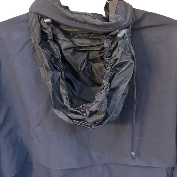 VNTG St Michael Marks & Spencer Deck Jacket Rain Navy Hood Vented Full Zip XL - Picture 4 of 12